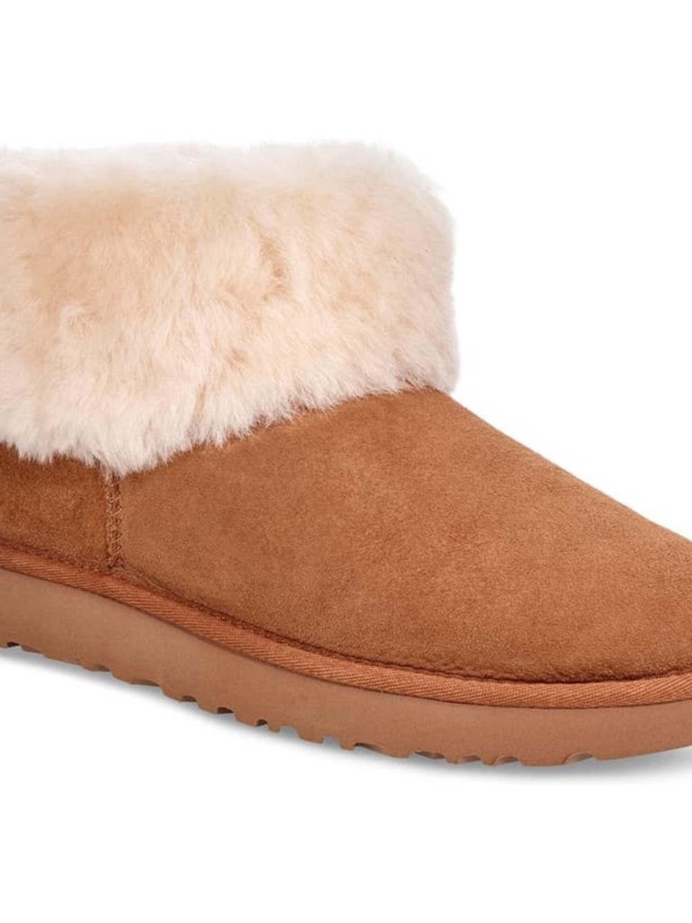 UGG Classic Chestnut Suede Slipper Boot with Cream Shearling Cuff
